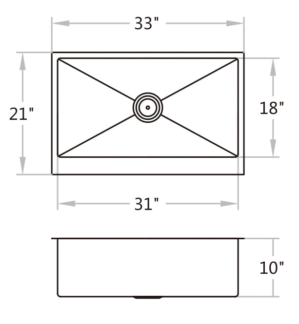 KDK-3321C Undermount Single Bowl Stainless Steel Kitchen Sink 33‘’*21‘’*10‘’