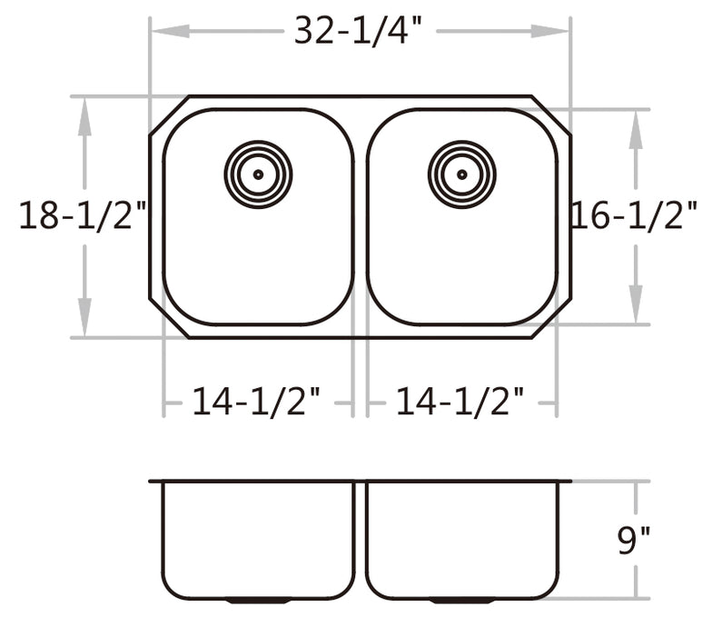 KDK-8247 Undermount Double Bowl Kitchen Sink 33‘’*22‘’*8‘’