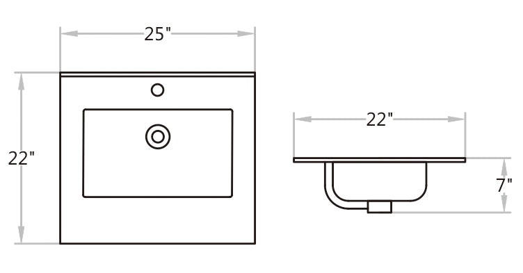 C2522 Vitreous China Rectangular Drop in Bathroom Sink with Overflow