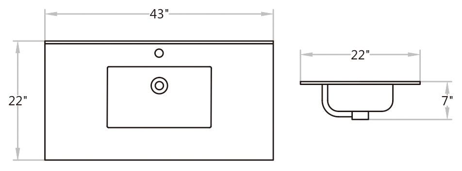 C4322 Vitreous China Rectangular Drop in Bathroom Sink with Overflow