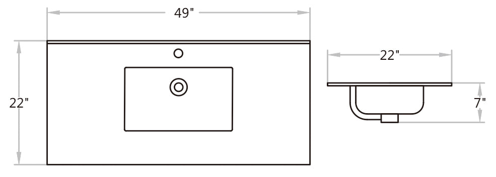 C4922 Vitreous China Rectangular Drop in Bathroom Sink with Overflow