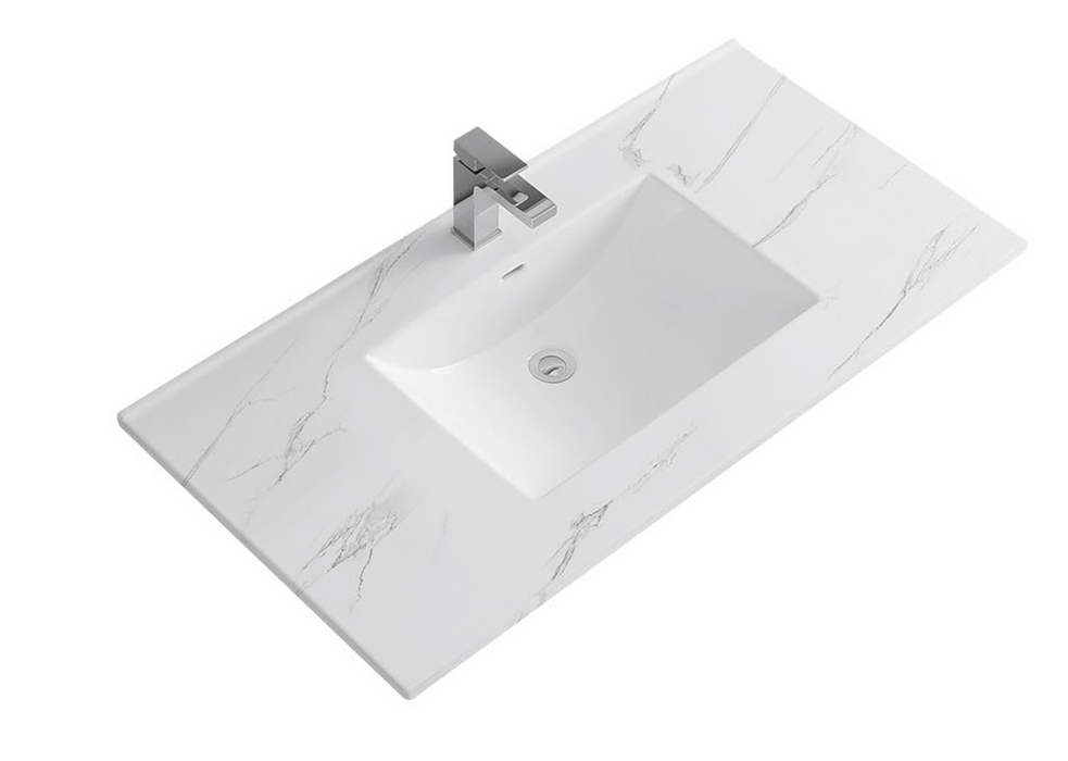 C4322 Pattern Grey Vitreous China Rectangular Drop in Bathroom Sink with Overflow