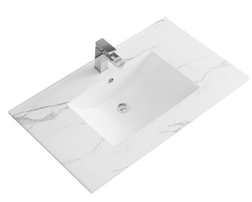 C3722 Pattern Grey Vitreous China Rectangular Drop in Bathroom Sink with Overflow