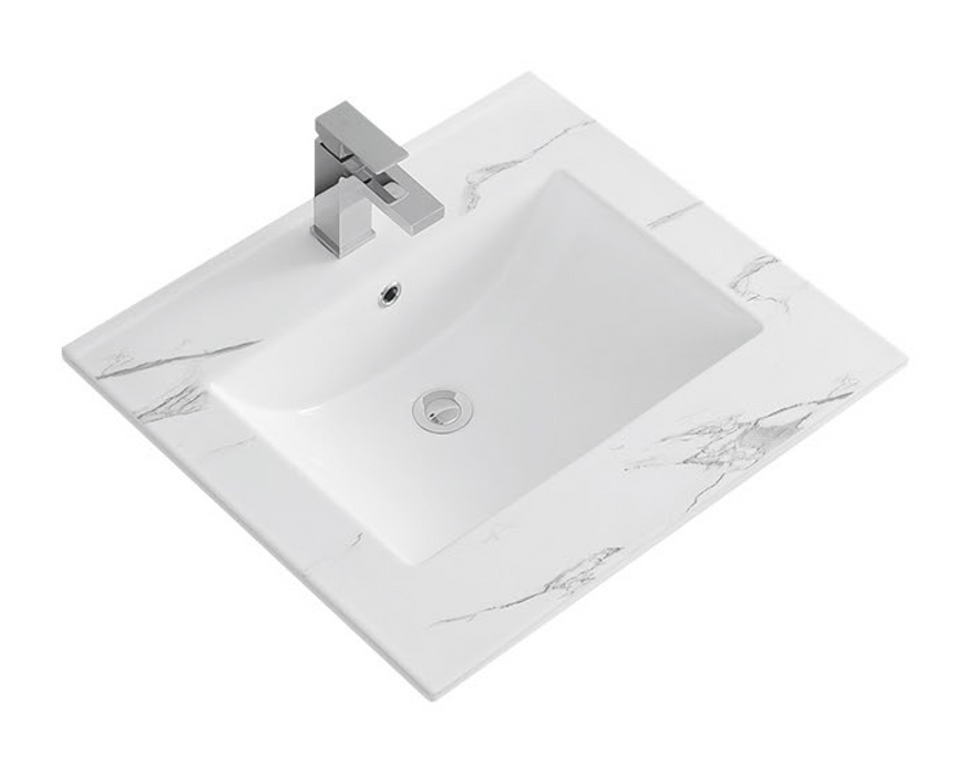 C2522 Pattern GreyVitreous China Rectangular Drop in Bathroom Sink with Overflow