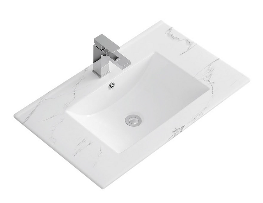 CT3018 Pattern Grey China Rectangular Vessel Bathroom Sink with Overflow