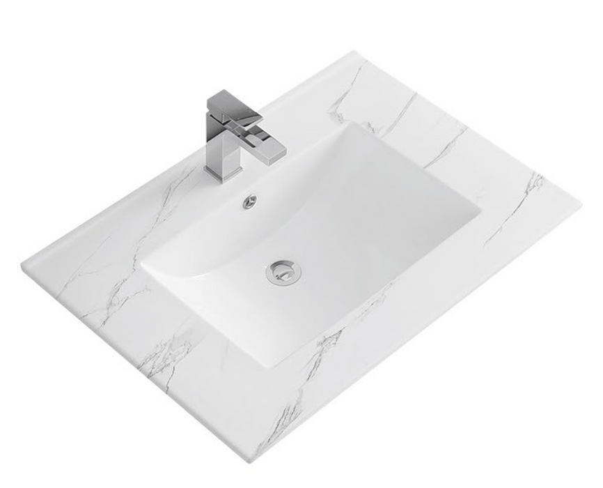 C3122 Pattern Grey Vitreous China Rectangular Drop in Bathroom Sink with Overflow