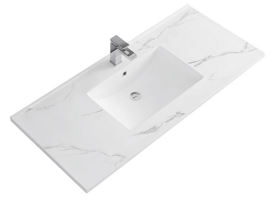 C4922 Pattern Grey Vitreous China Rectangular Drop in Bathroom Sink with Overflow