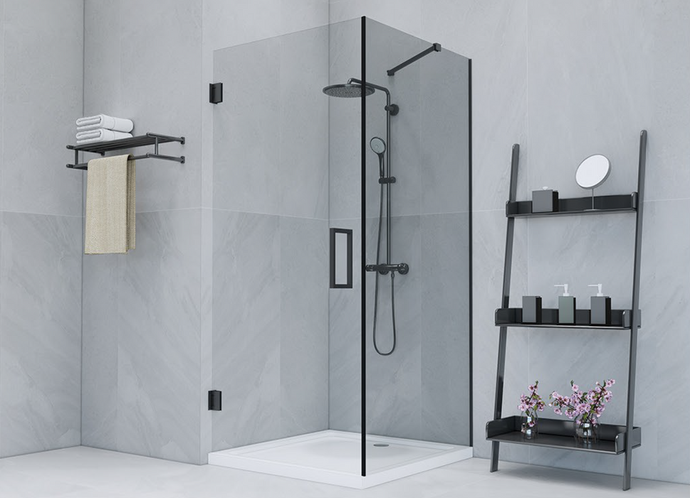 JL-001 Hinged Door With One Fixed Side Glass Shower Door