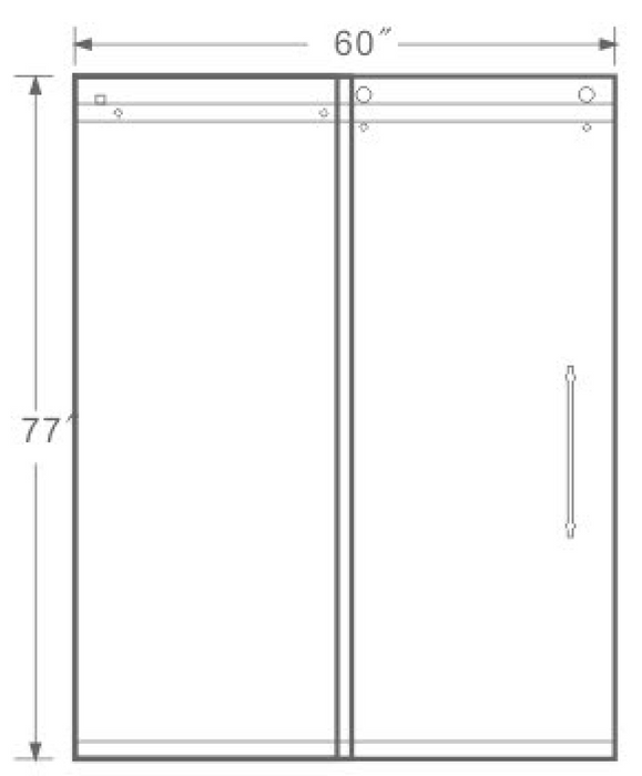 PF-100-6077 Double Sliding Door Frameless Shower Door