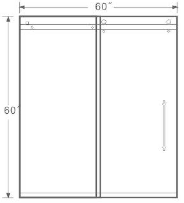 PF-100-6060 Double Sliding Door Frameless Shower Door