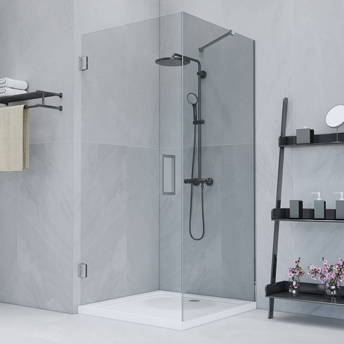 JL-001 Hinged Door With One Fixed Side Glass Shower Door