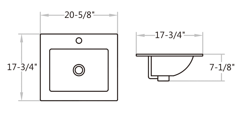 B06 Ceramic Rectangular Undermount Bathroom Sink