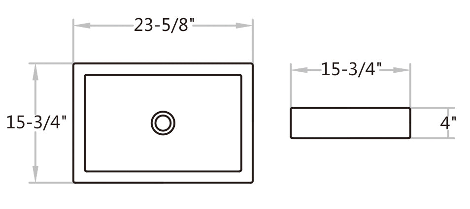 B12 Ceramic Rectangular Top mount Bathroom Sink