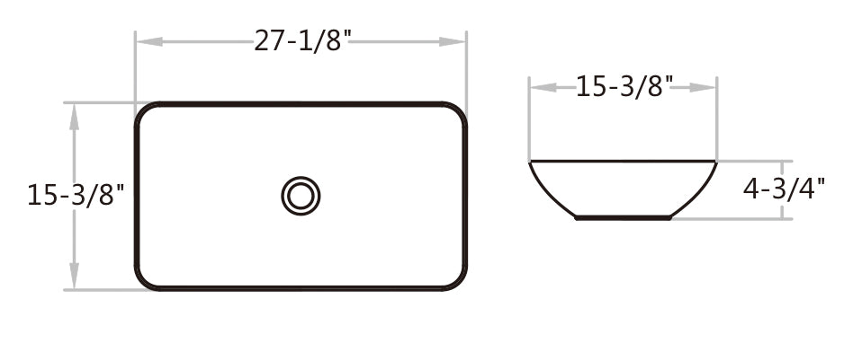 B14 Ceramic Rectangular Top mount Bathroom Sink