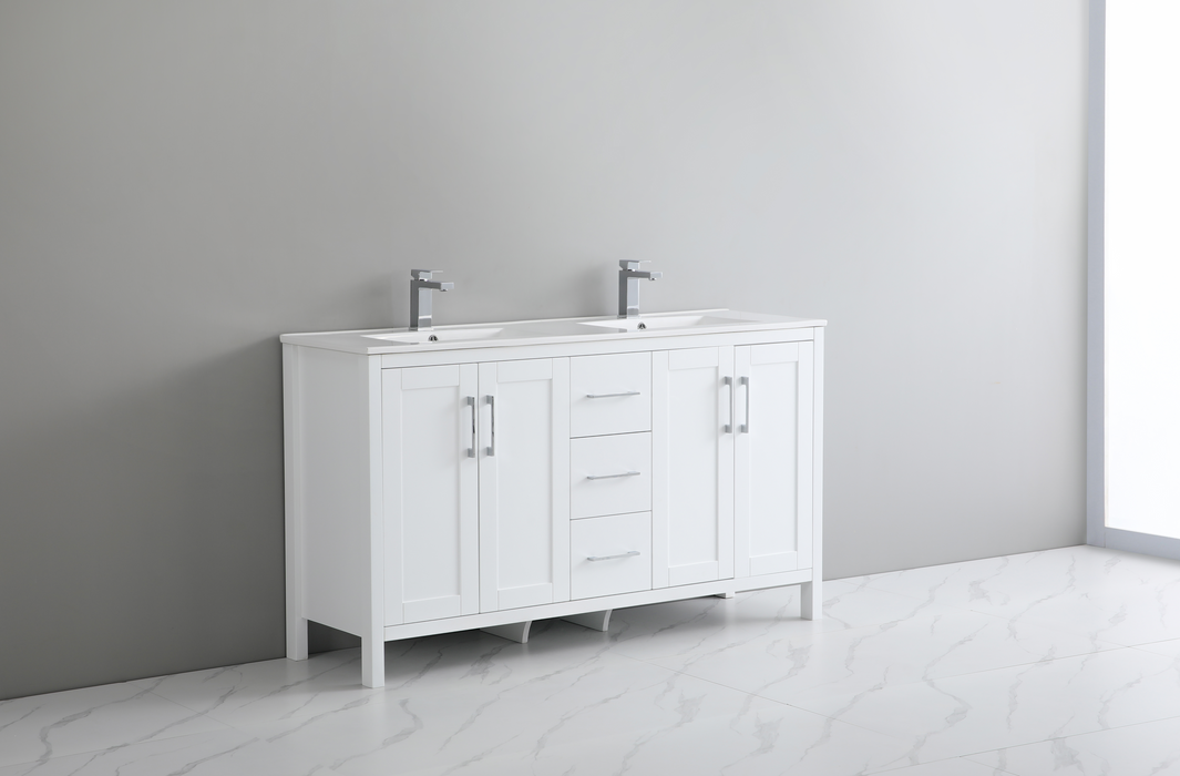 P1801-D60-WM PVC Bathroom Vanity With Stone Top 60"*18"*33.5"