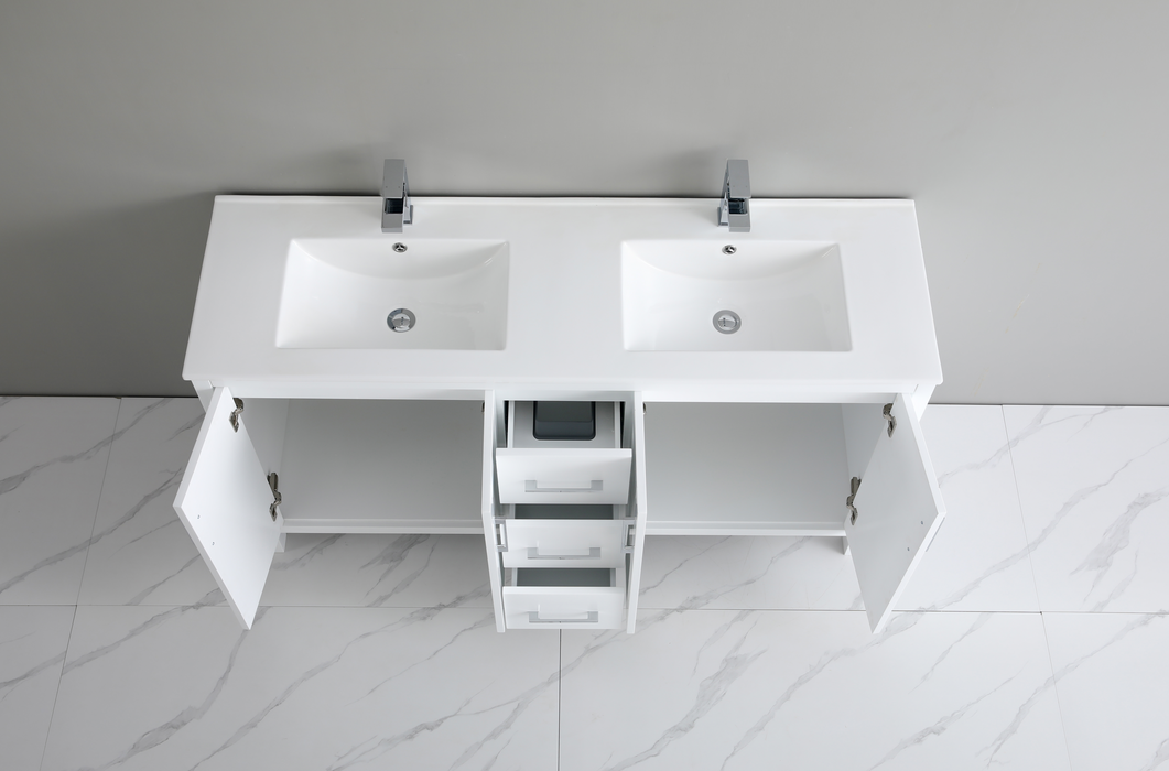 P1801-D60-WM PVC Bathroom Vanity With Stone Top 60"*18"*33.5"