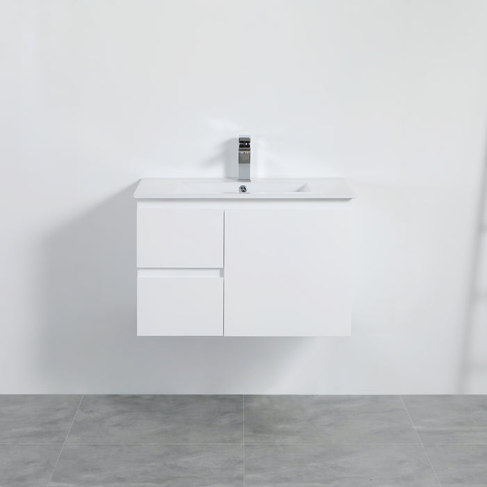 X-PF750L-WH PVC Bathroom Vanity With Ceramic Top 29.5‘’*18‘’*19.7‘’