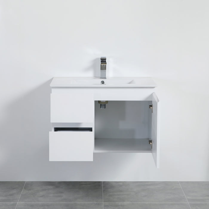 X-PF750L-WH PVC Bathroom Vanity With Ceramic Top 29.5‘’*18‘’*19.7‘’