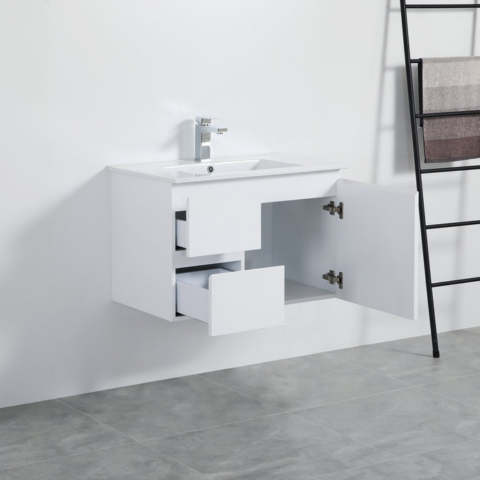 X-PF750L-WH PVC Bathroom Vanity With Ceramic Top 29.5‘’*18‘’*19.7‘’