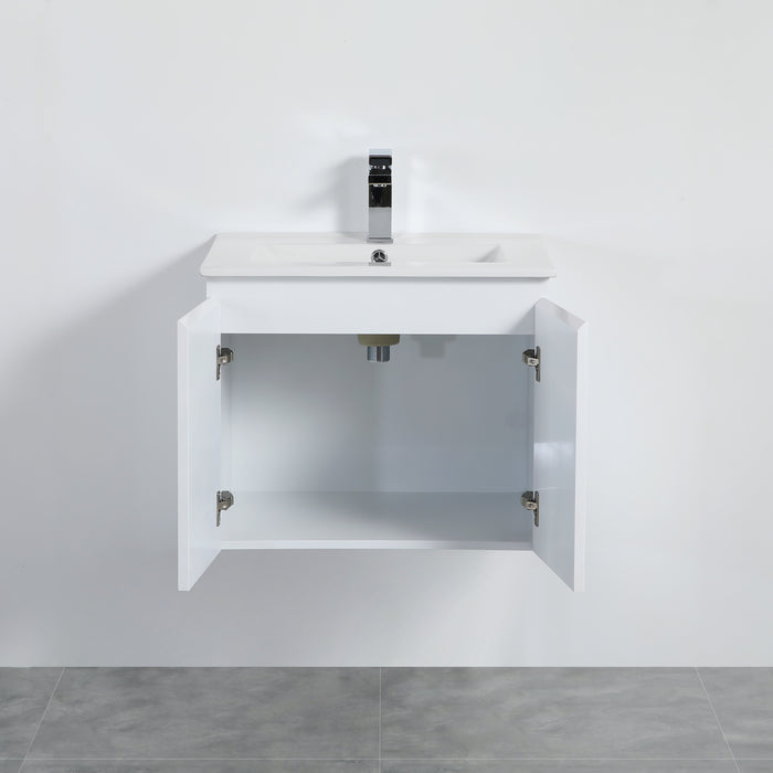 X-PF600-WH PVC Bathroom Vanity With Ceramic Top 23.6‘’*18‘’*19.7‘’