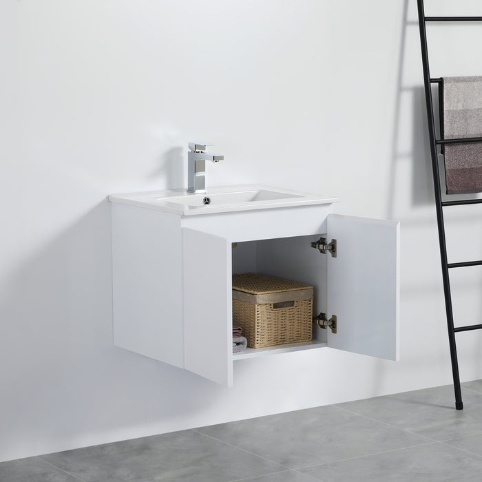 X-PF600-WH PVC Bathroom Vanity With Ceramic Top 23.6‘’*18‘’*19.7‘’