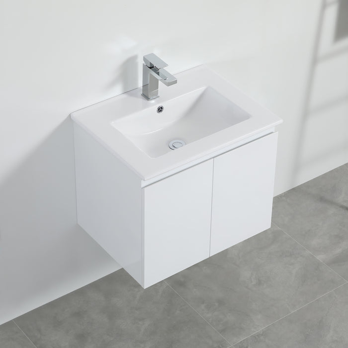 X-PF600-WH PVC Bathroom Vanity With Ceramic Top 23.6‘’*18‘’*19.7‘’