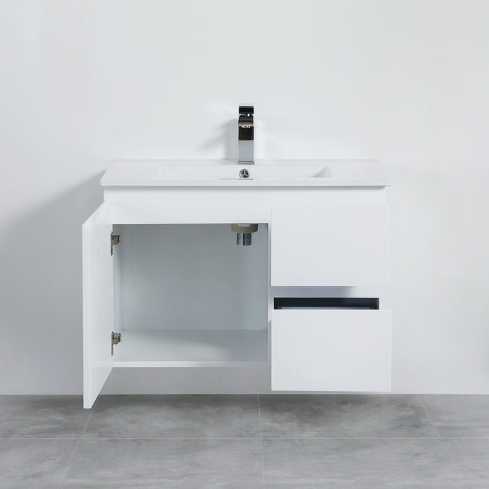 X-PF750R-WH PVC Bathroom Vanity With Ceramic Top 29.5‘’*18‘’*19.7‘’