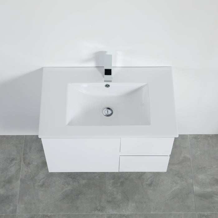 X-PF750R-WH PVC Bathroom Vanity With Ceramic Top 29.5‘’*18‘’*19.7‘’