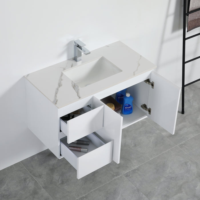 X-PF900L-WH PVC Bathroom Vanity With Ceramic Top 35.5‘’*18‘’*19.7‘’