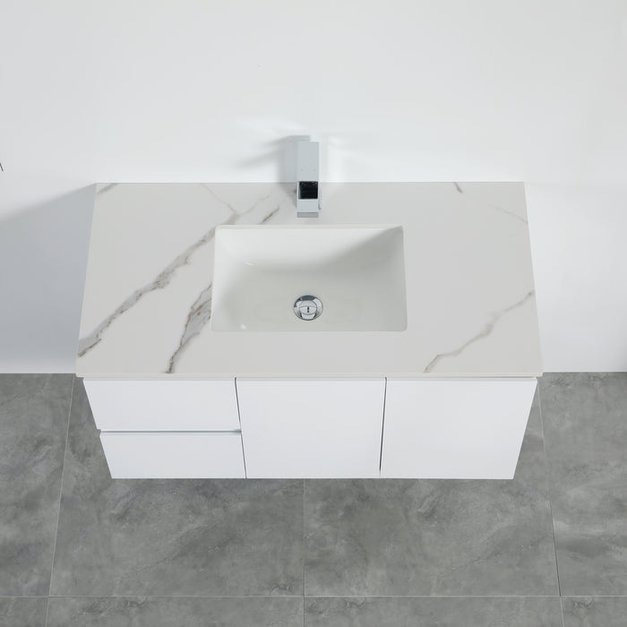 X-PF900L-WH PVC Bathroom Vanity With Ceramic Top 35.5‘’*18‘’*19.7‘’