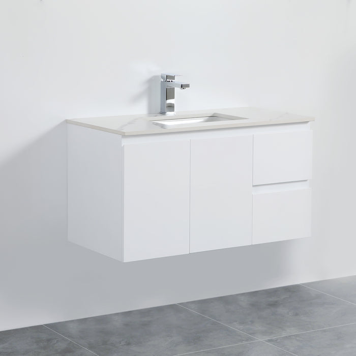 X-PF900R-WH PVC Bathroom Vanity With Ceramic Top 35.5‘’*18‘’*19.7‘’