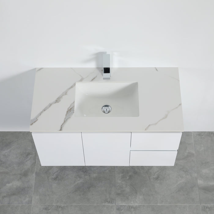 X-PF900R-WH PVC Bathroom Vanity With Ceramic Top 35.5‘’*18‘’*19.7‘’