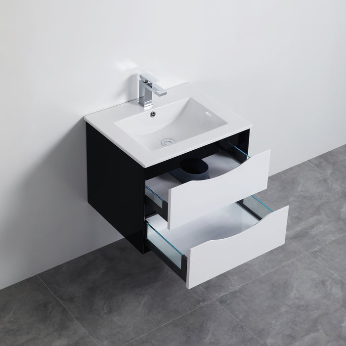 PH24BW Single Bathroom Vanity with Ceramic Top 23-1/4''*18''*19-5/8