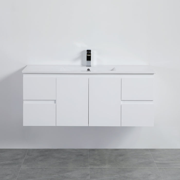 X-PF1200L-WH PVC Bathroom Vanity With Ceramic Top 47.2‘’*18‘’*19.7‘’