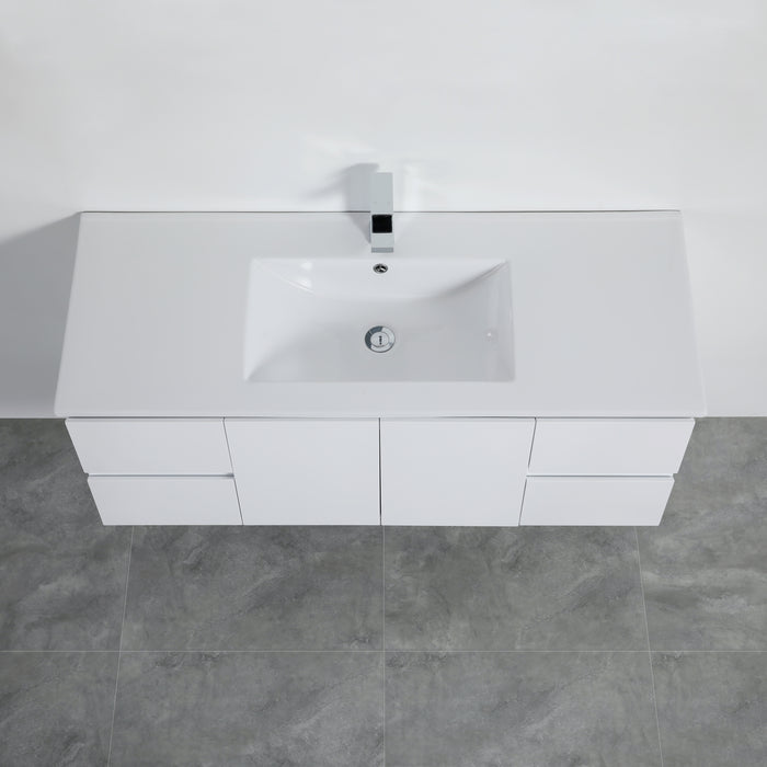 X-PF1200L-WH PVC Bathroom Vanity With Ceramic Top 47.2‘’*18‘’*19.7‘’