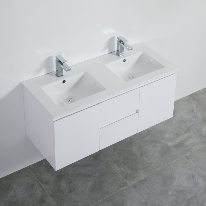 X-PF1200R-WH PVC Bathroom Vanity With Ceramic Top 47.2‘’*18‘’*19.7‘’