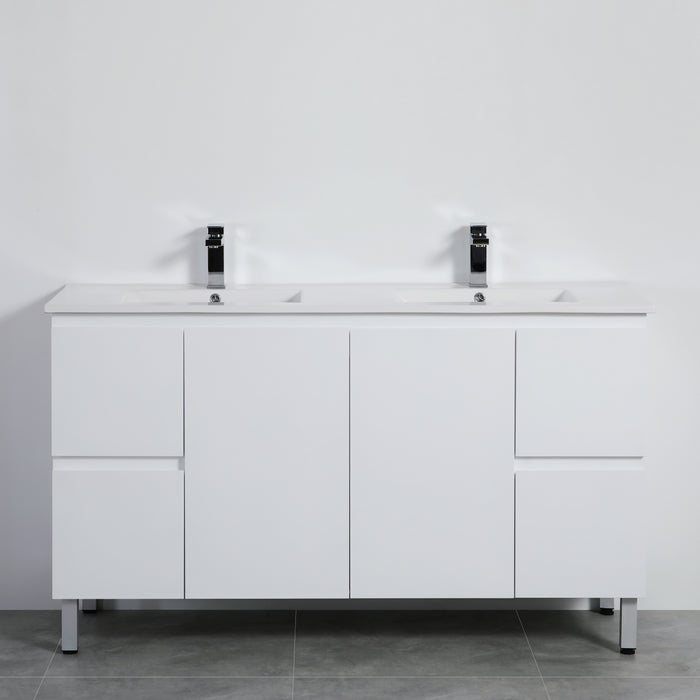 PVC Bathroom Vanity With Ceramic Top and Legs 59"x18"x34.6"