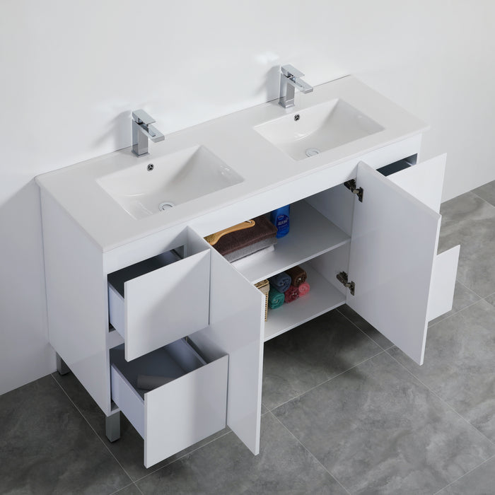 PVC Bathroom Vanity With Ceramic Top and Legs 59"x18"x34.6"