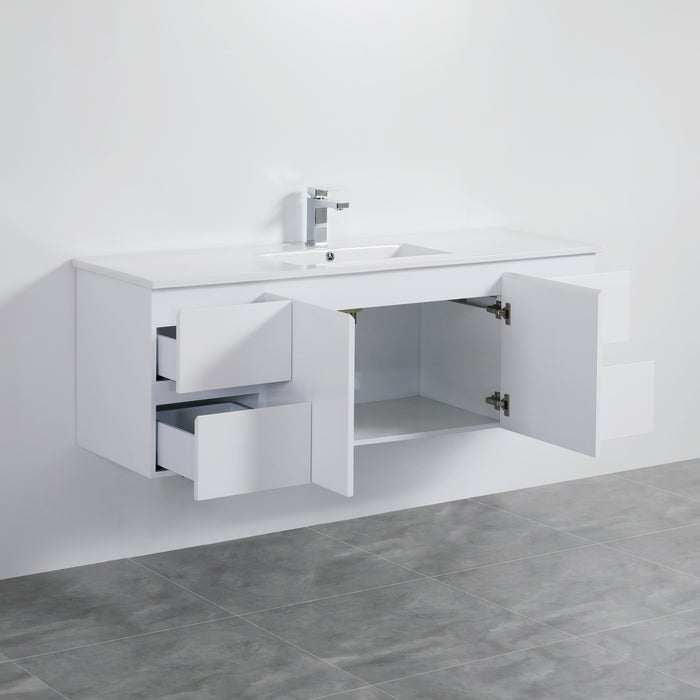 PVC Bathroom Vanity With Ceramic Top 59" × 18" × 19.7"