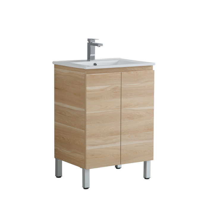 PVC Bathroom Vanity With Ceramic Top and Legs 23.6"x18"x34.6"
