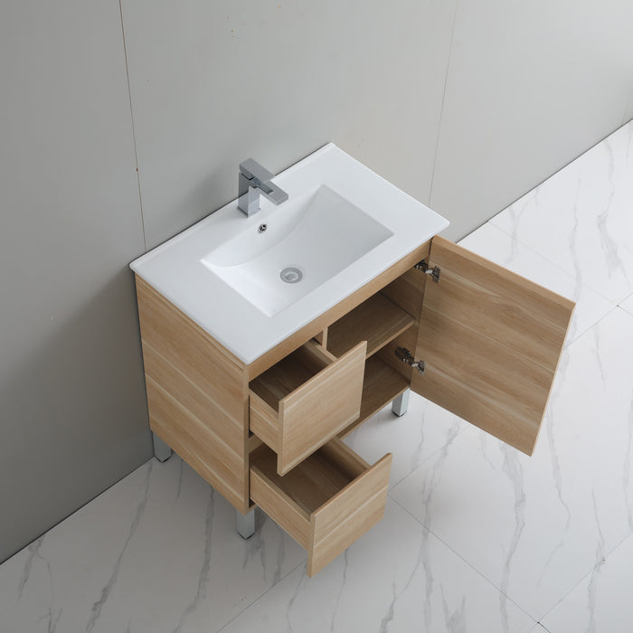 PVC Bathroom Vanity With Ceramic Top and Legs 29.5"x18"x34.6"