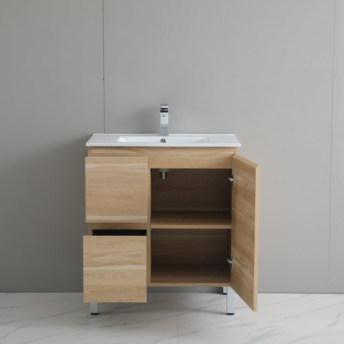 PVC Bathroom Vanity With Ceramic Top and Legs 29.5"x18"x34.6"