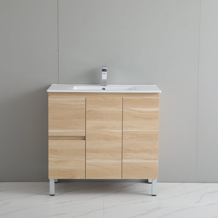 PVC Bathroom Vanity With Ceramic Top and Legs 35.5"x18"x34.6"
