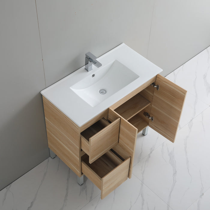 PVC Bathroom Vanity With Ceramic Top and Legs 35.5"x18"x34.6"