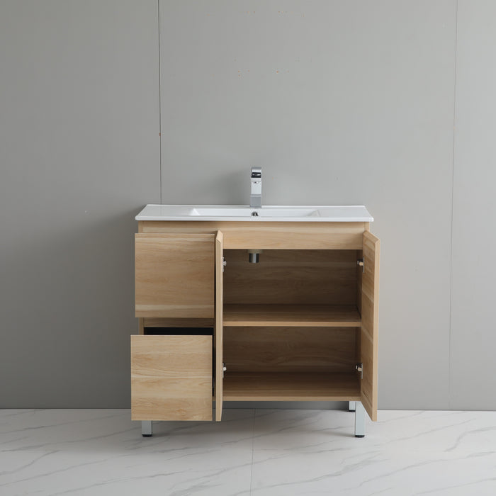 PVC Bathroom Vanity With Ceramic Top and Legs 35.5"x18"x34.6"