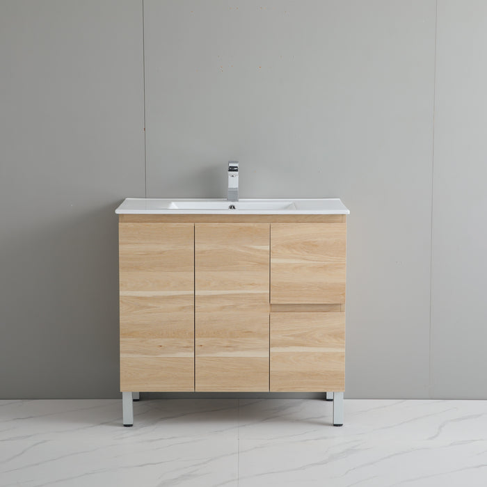 PVC Bathroom Vanity With Ceramic Top and Legs 35.5"x18"x34.6"