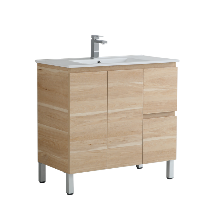 PVC Bathroom Vanity With Ceramic Top and Legs 35.5"x18"x34.6"
