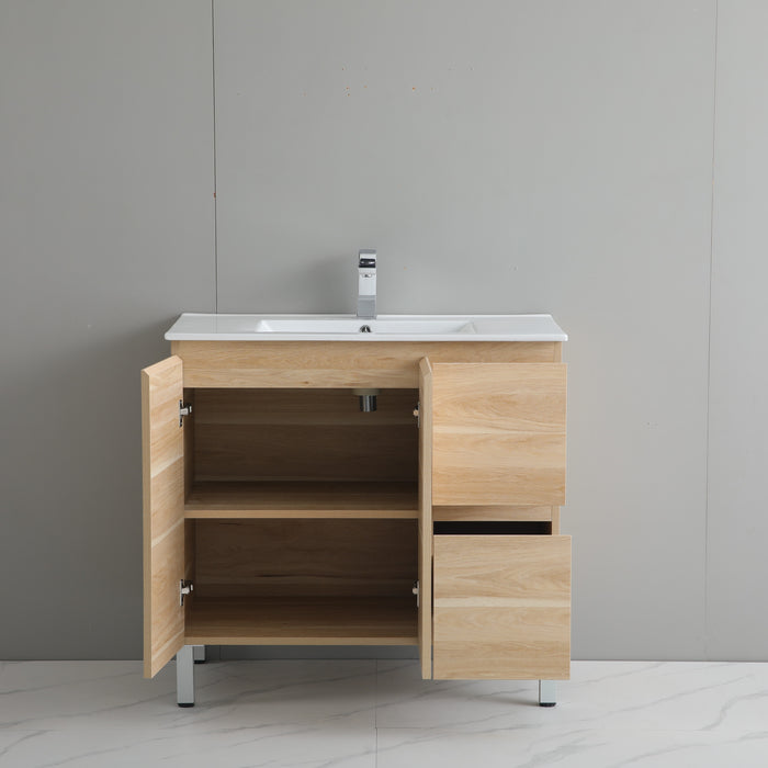 PVC Bathroom Vanity With Ceramic Top and Legs 35.5"x18"x34.6"