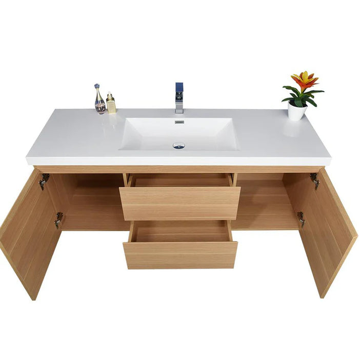 PVC Floating Bathroom Vanity With Stone Top 60‘’*18‘’*22‘’