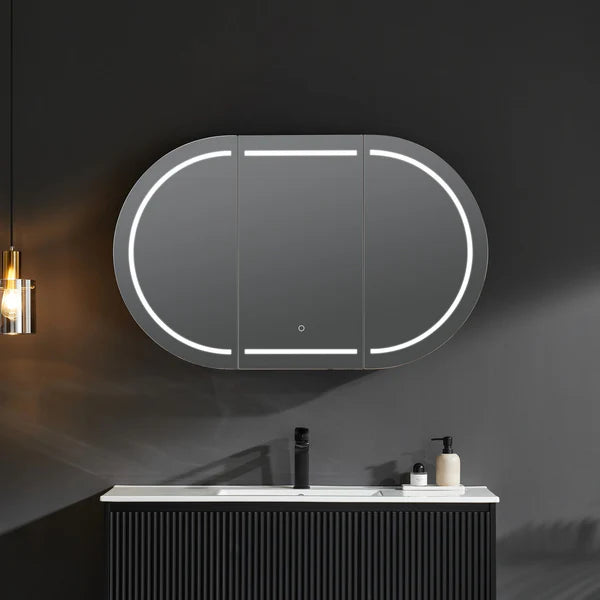 Lumero LED Mirror Shaving Cabinet – Dimmable 6000K Light, Soft-Close, Matte Black / White, 1200/1500mm Losv1200*750*155/1500*800*155